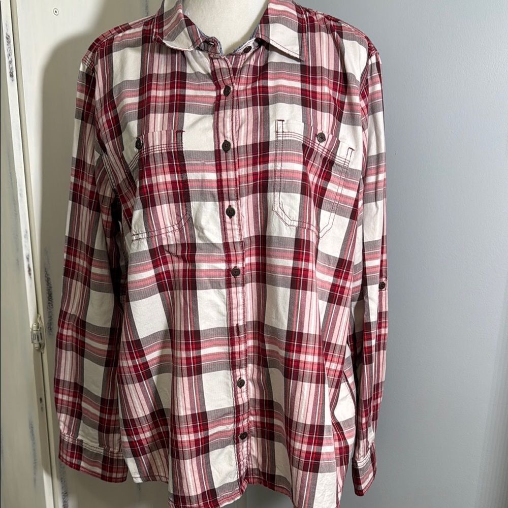 Carhartt Red and White Casual Button Down Shirt